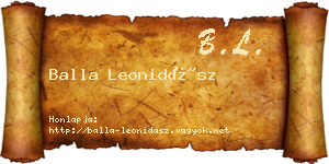 Balla Leonidász névjegykártya